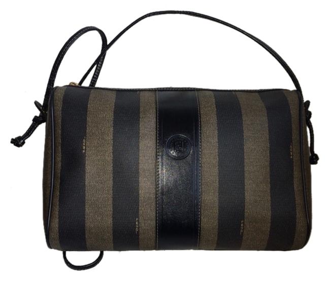 Fendi Excellent Lg Pequin Stripe Cross Body Bag 