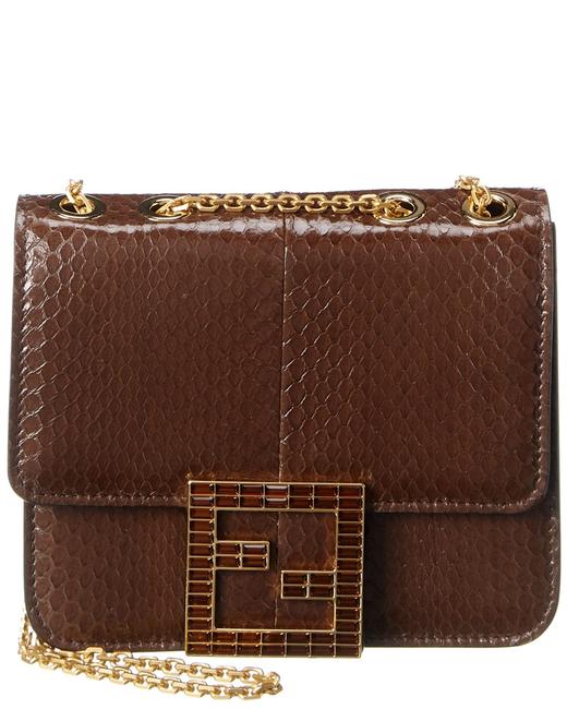 Fendi Fab Snakeskin Brown Cross Body Bag 