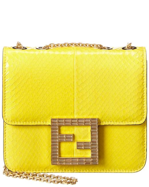 Fendi Fab Snakeskin Yellow Cross Body Bag 