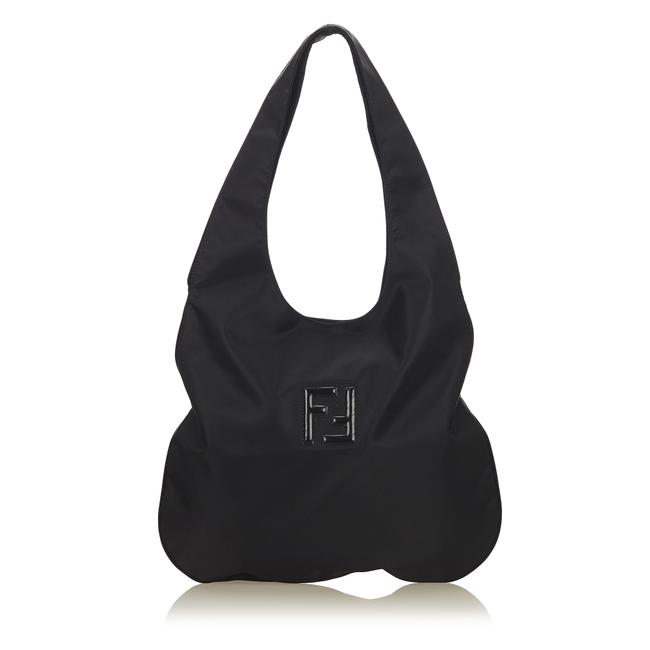 Fendi Fabric Italy Black Nylon Hobo Bag 