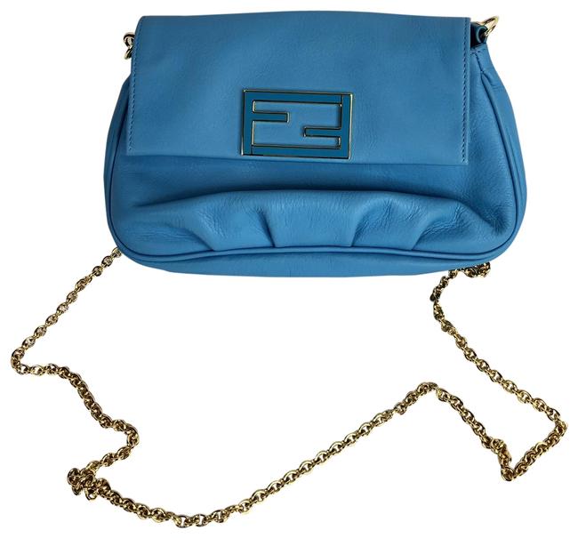 Fendi Fendista Maldive Blue Leather Cross Body Bag 