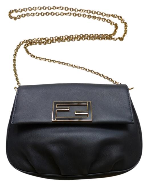 Fendi Clutch Fendista Pouchette Black Cross Body Bag 