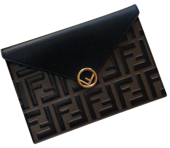 Fendi Ff Envelope Calfskin Leather Clutch 