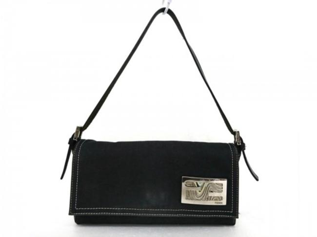 Fendi Ff Logo Monogram Mama Wristlet Flap 239756 Navy Blue Canvas Satchel 