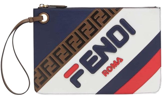 Fendi Ff Mania Logo Leather Clutch 