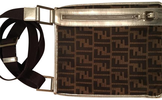 Fendi Ff Zucca Logo Handbag Tobacco  Black Jacquard Leather Cross Body Bag 
