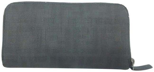 Fendi Ff Zucca Zip Around Wallet 228059 Black Coated Canvas Clutch 