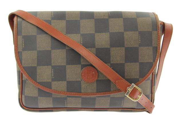 Fendi Flap Brown Coated Canvas Cross Body Bag 