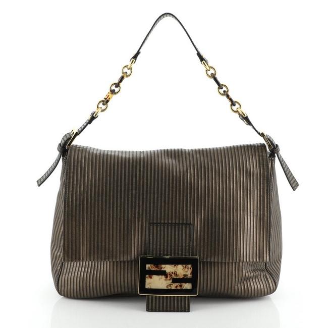 Fendi Forever Big Mama Striped and Suede Multicolor Leather Satchel 