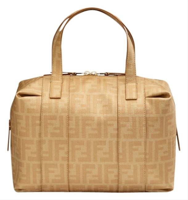 Fendi Boston Bag Forever Zucca Gold Coated Canvas Satchel 