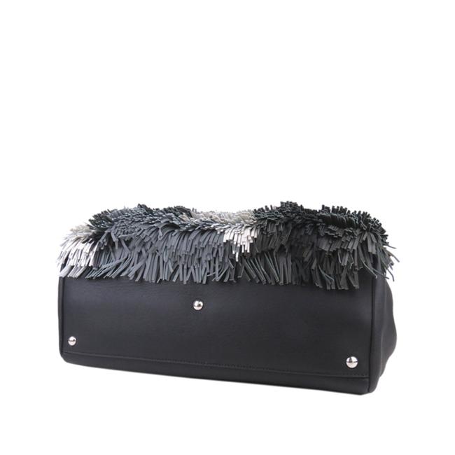 Fendi Fringed 2jours Black Leather Satchel 