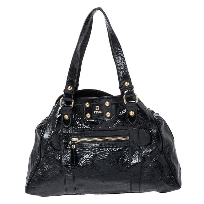 Fendi Front Pocket Black Patent Leather Satchel 