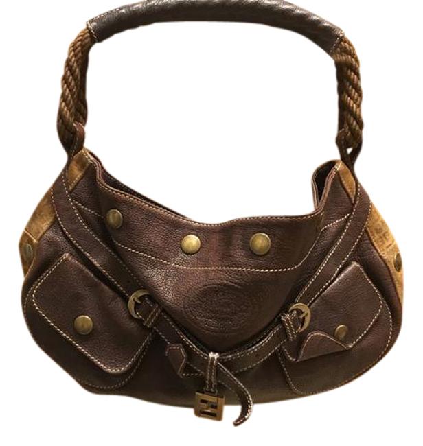 Fendi Full Moon Leather Suede and Rope Hobo Bag 