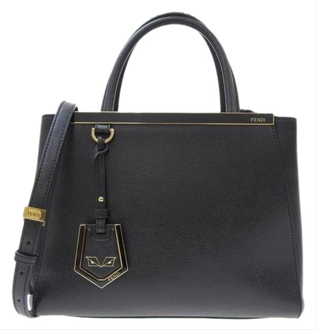 Fendi Genuine Toujour 2way Shoulder Handbag Black Leather Satchel 