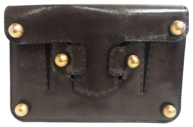 Fendi Glazed Studded Brown Leather Cross Body Bag 