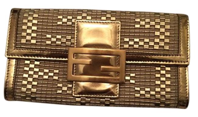 Fendi Gold Leather Clutch 