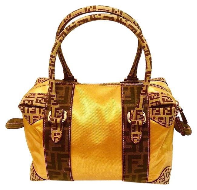 Fendi Gold Zucca Pattern Handbag Satchel 