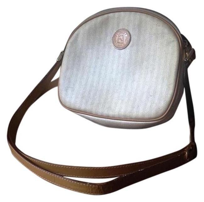 Fendi Gray Stripe White Damier Leather Cross Body Bag 