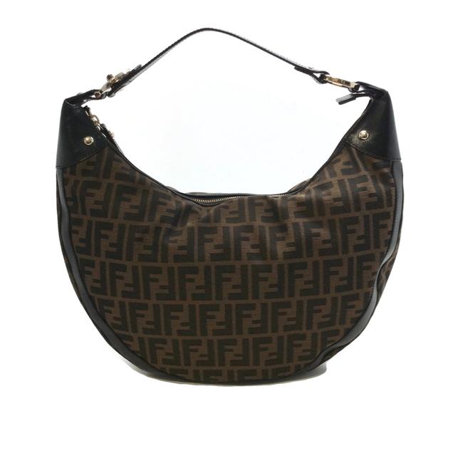 Fendi Half Moon Brown Zucca Hobo Bag 