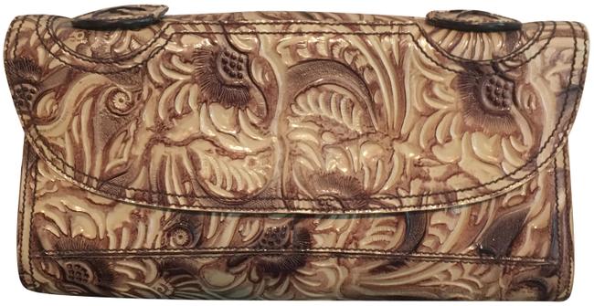 Fendi Rare Hand Curved Artisan Tooled 2001 Brown Calfskin Leather Coated Clutch 