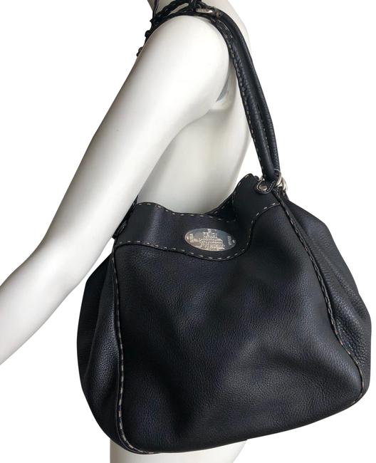 Fendi Handbag Black Leather Hobo Bag 