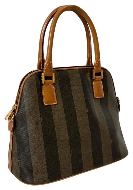 Fendi Handbag Brown Coated Canvas Satchel 