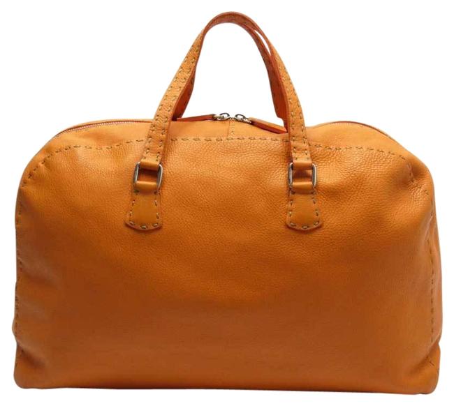 Fendi Handbag Celeria A1716 Orange Leather Satchel 