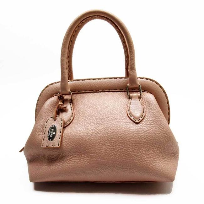 Fendi Handbag Ladies H23224 Pink  Silver Leather Satchel 