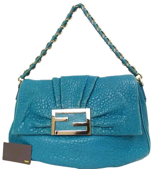 Fendi Handbag Mia Chain Turquoise Satchel 