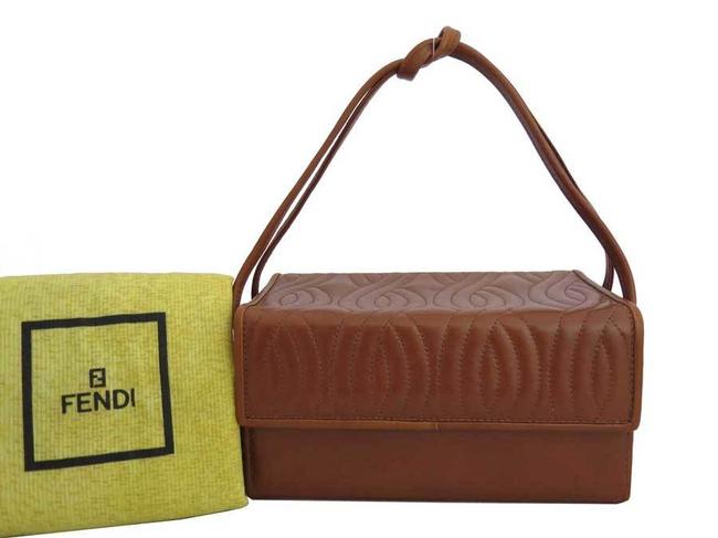 Fendi Handbag Pouch Ladies E44596c Brown Leather Clutch 