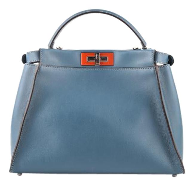 Fendi Blue Leather Hobo Bag 