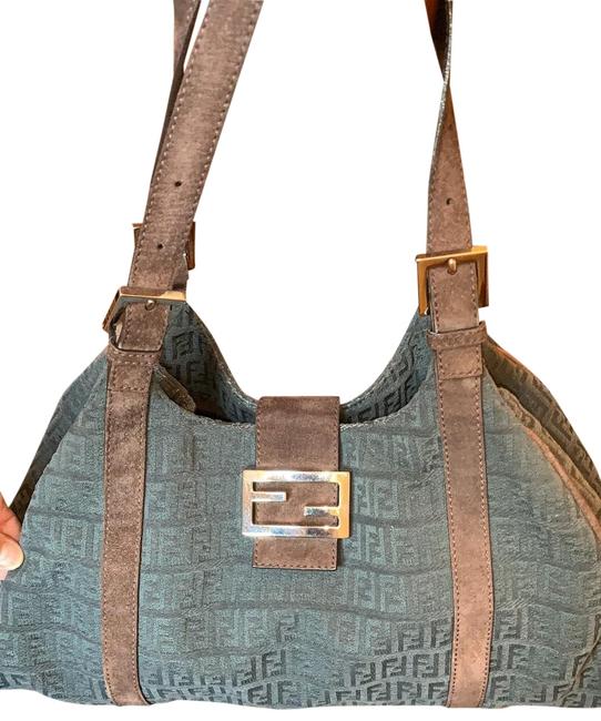 Fendi Mia Grey FabricSuede Hobo Bag 