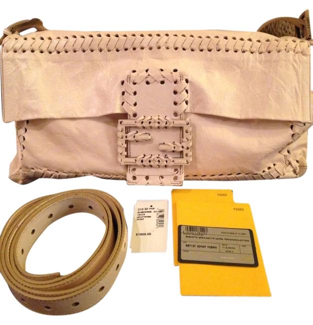 Fendi Hobo Ivory Leather Cross Body Bag 