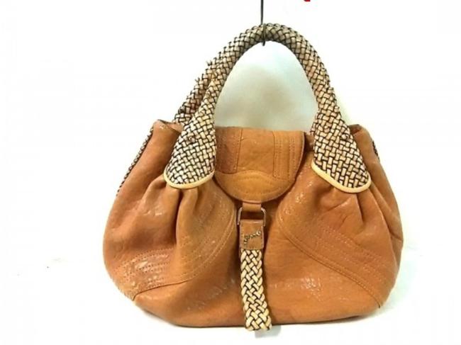 Fendi Hobo Spy Woven 239771 Brown Leather Satchel 