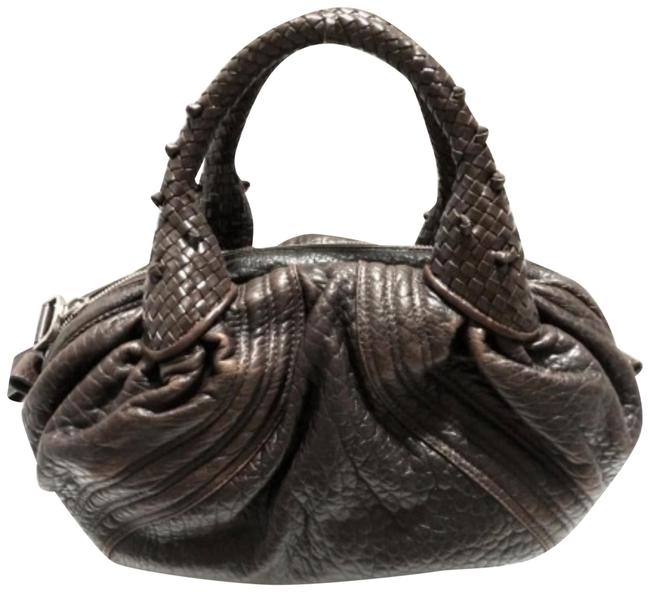 Fendi Hobo Tiny Nano Mini Spy Woven 239763 Brown Leather Satchel 