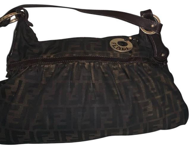 Fendi Hobo Zucca Brown Black Canvas Satchel 