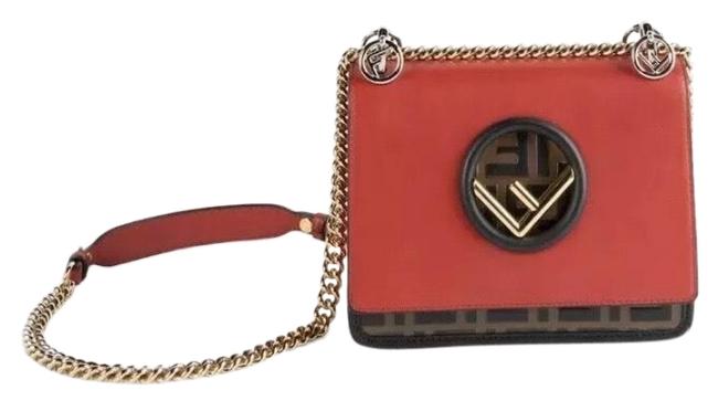 Fendi Kan I F Logo Red Leather Cross Body Bag 