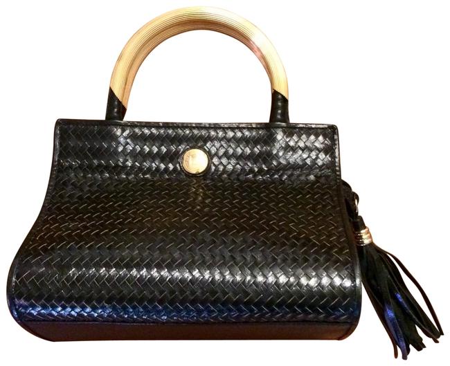 Fendi Intrecciato Pasta Black Leather Satchel 
