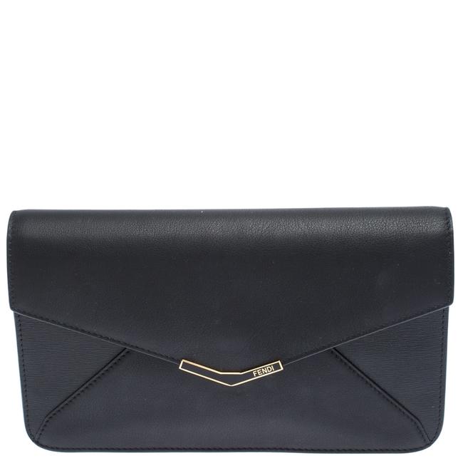 Fendi Jours Envelope Black Leather Clutch 