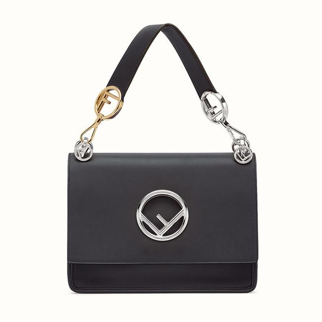 Fendi Kan I F Black Leather Satchel 