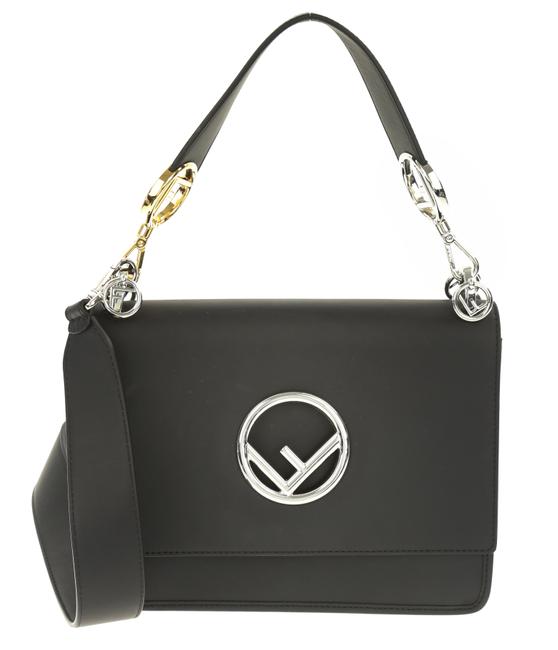 Fendi Kan I Logo Black Leather Satchel 