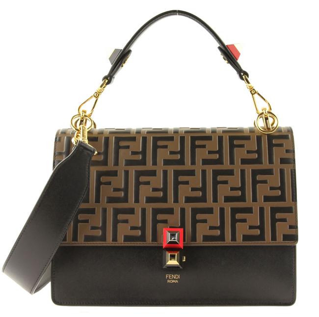 Fendi Kan I Medium Black Leather Satchel 