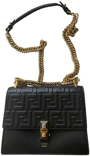 Fendi Kan I Mini Black Leather Cross Body Bag 