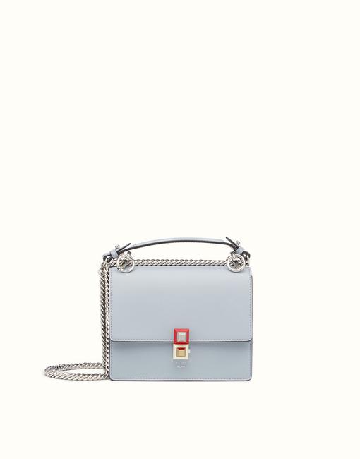 Fendi Chain Kan I Small Mini Slate Grey Leather Cross Body Bag 