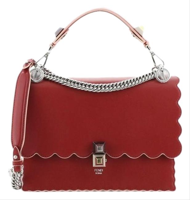 Fendi Kan Medium Red Leather Cross Body Bag 