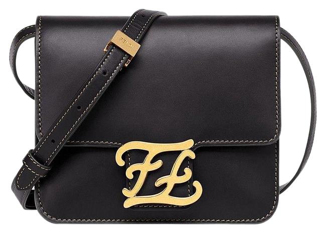 Fendi Karligraphy Black Leather Cross Body Bag 