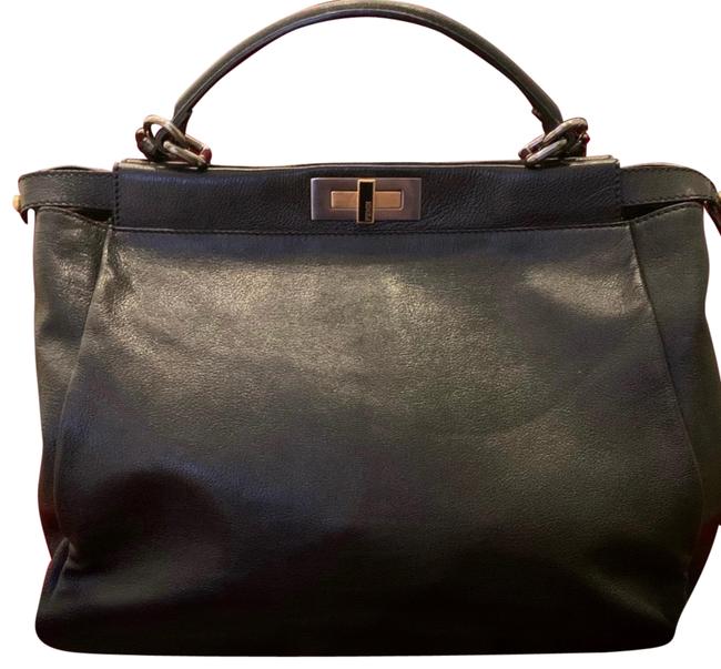 Fendi Large Peekaboo Black Leather Satchel 