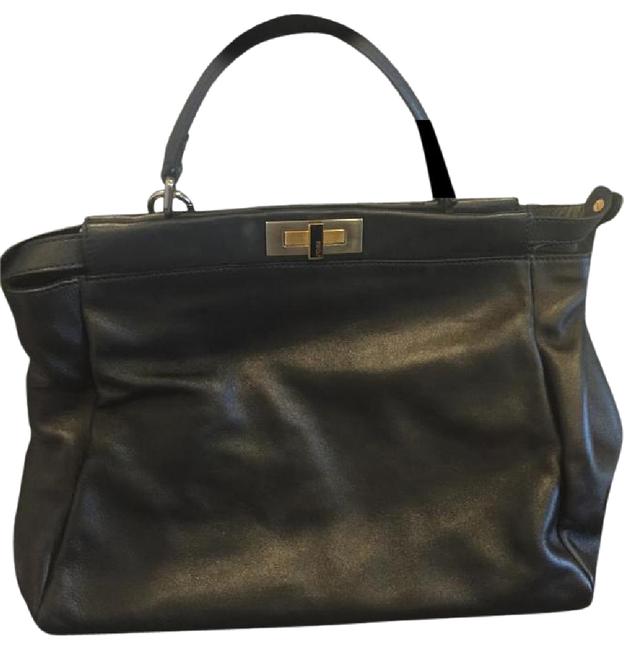 Fendi Large Peekaboo Black LeatherSuede Interior Satchel 