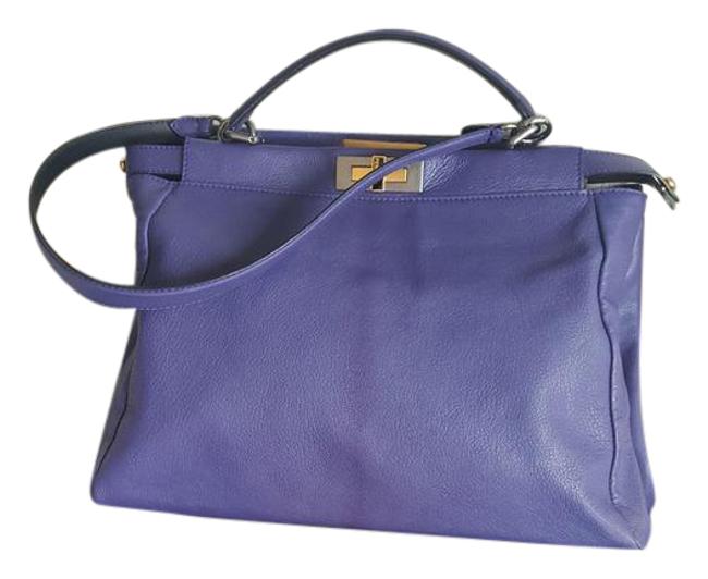 Fendi Large Peekaboo Purple LeatherSuede Interior Satchel 