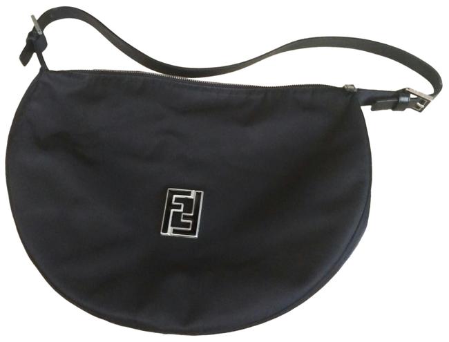 Fendi Shoulder Large Black Nylon Hobo Bag 